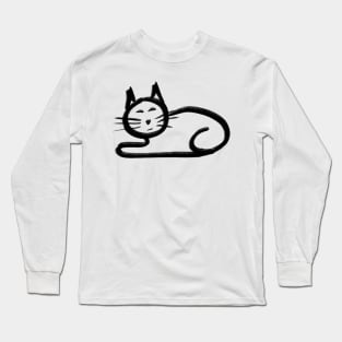 Cute simple hand drawn line art cat.  Goes with the stick figures i have done for the human owners Long Sleeve T-Shirt